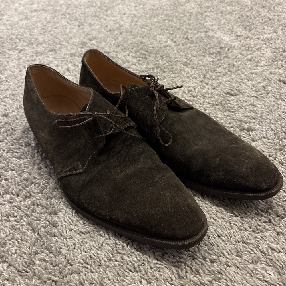 Gravati Shoes Mens Size 11 M Brown Suede Cap Toe Derby Made in Italy Lace Up